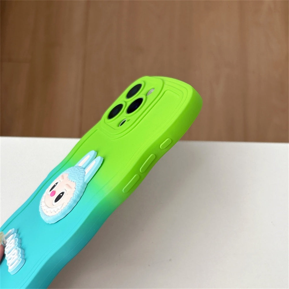 Labubu Wavy Gradient iPhone Case – Soft with Strap