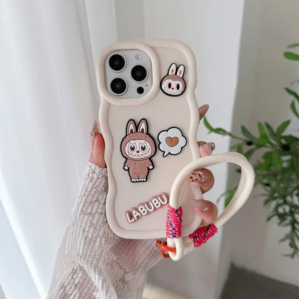 Labubu 3D iPhone Case – Soft Silicone with Strap