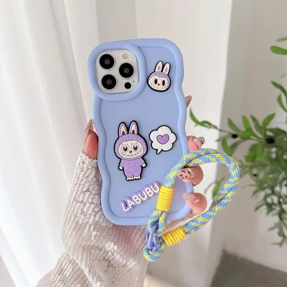 Labubu 3D iPhone Case – Soft Silicone with Strap