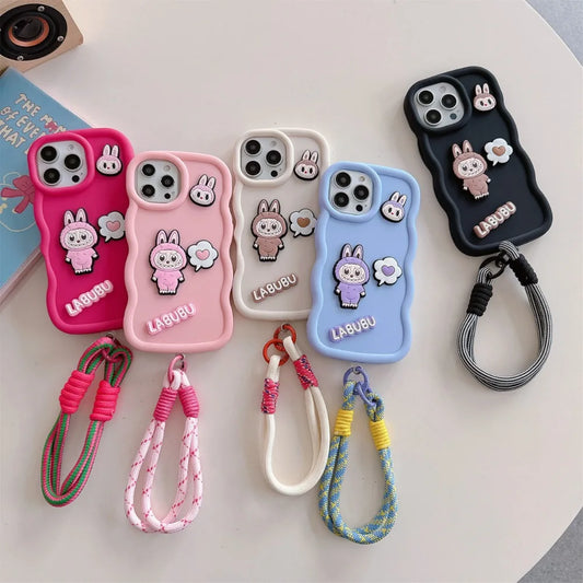 Labubu 3D iPhone Case – Soft Silicone with Strap